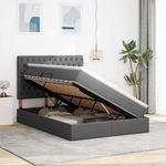 Casa si Gradina - Mobilier - Paturi si accesorii - Paturi - Pat cu lumini cu banda LED Gri inchis 140 x 190 cm tesatura - Infinity.ro