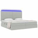 Casa si Gradina - Mobilier - Paturi si accesorii - Paturi - Pat cu lumini cu banda LED Gri deschis 200 x 200 cm Catifea - Infinity.ro