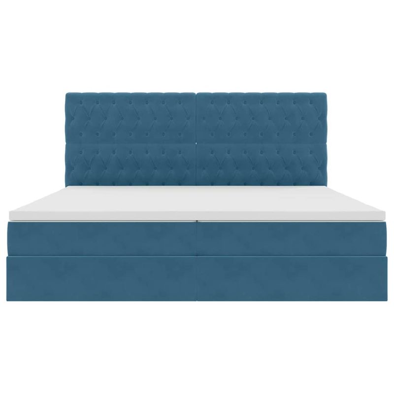 Casa si Gradina - Mobilier - Paturi si accesorii - Paturi - Pat cu lumini cu banda LED Albastru inchis 200 x 200 cm Catifea - Infinity.ro