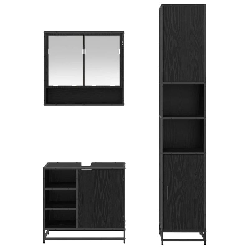 Casa si Gradina - Mobilier - Seturi de mobilier - Seturi baie - Set de mobilier pentru baie 3 pcs Stejar Negru Lemn compozit - Infinity.ro