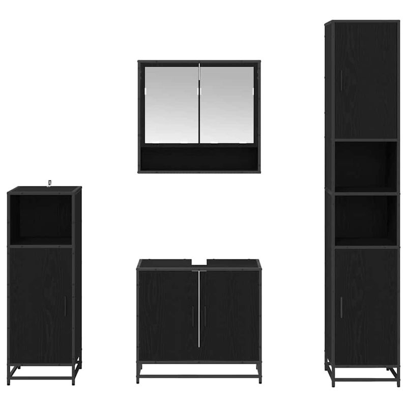 Casa si Gradina - Mobilier - Seturi de mobilier - Seturi baie - Set de mobilier pentru baie 4 pcs Stejar Negru Lemn compozit - Infinity.ro