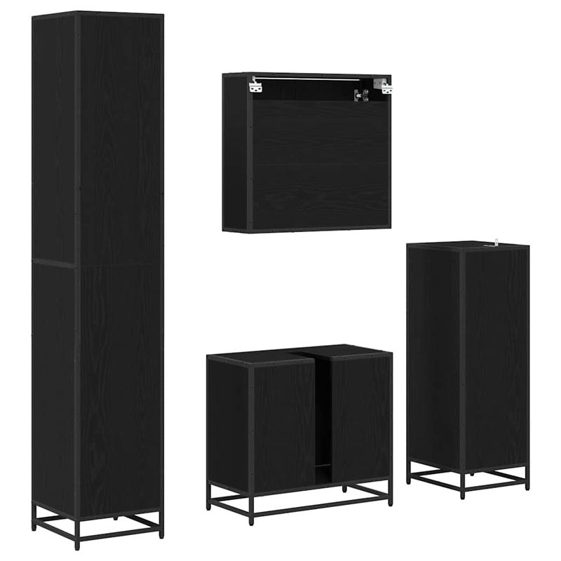 Casa si Gradina - Mobilier - Seturi de mobilier - Seturi baie - Set de mobilier pentru baie 4 pcs Stejar Negru Lemn compozit - Infinity.ro