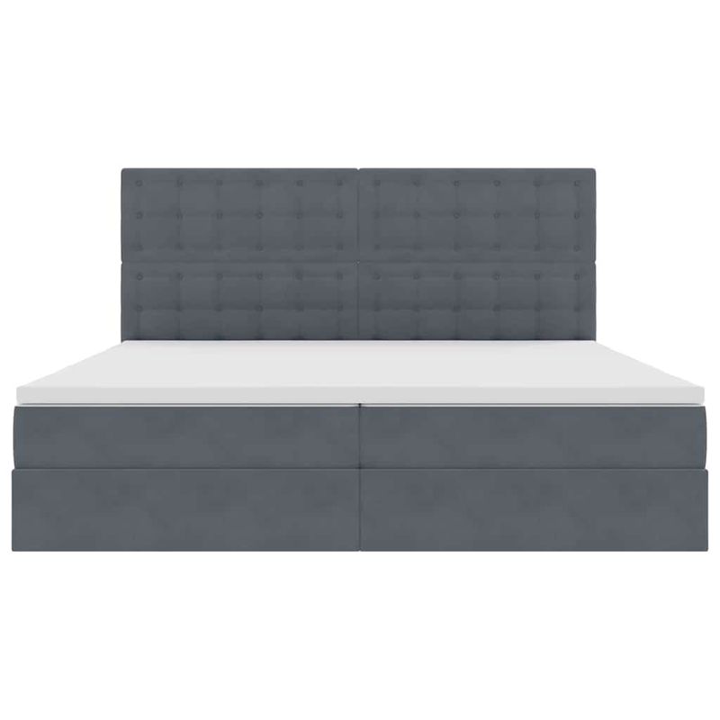 Casa si Gradina - Mobilier - Paturi si accesorii - Paturi - Pat cu lumini cu banda LED Gri inchis 200 x 200 cm Catifea - Infinity.ro