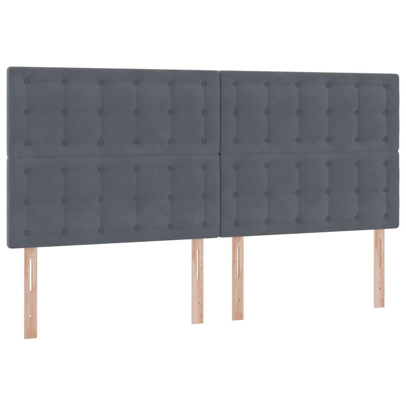 Casa si Gradina - Mobilier - Paturi si accesorii - Paturi - Pat cu lumini cu banda LED Gri inchis 200 x 200 cm Catifea - Infinity.ro