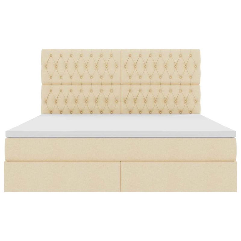 Casa si Gradina - Mobilier - Paturi si accesorii - Paturi - Pat cu lumini cu banda LED Creme 160 x 200 cm tesatura - Infinity.ro