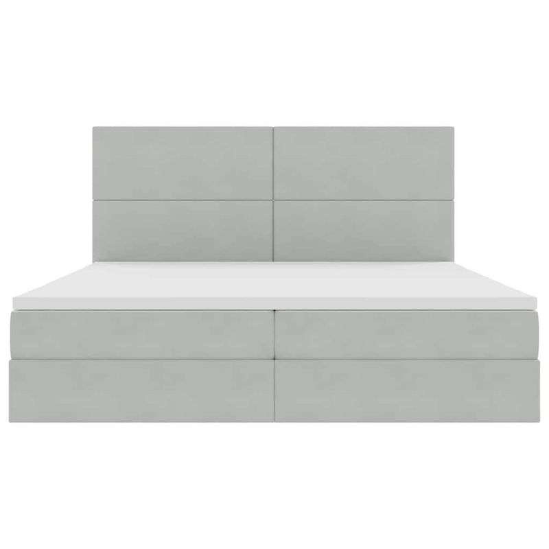 Casa si Gradina - Mobilier - Paturi si accesorii - Paturi - Pat cu lumini cu banda LED Gri deschis 200 x 200 cm Catifea - Infinity.ro