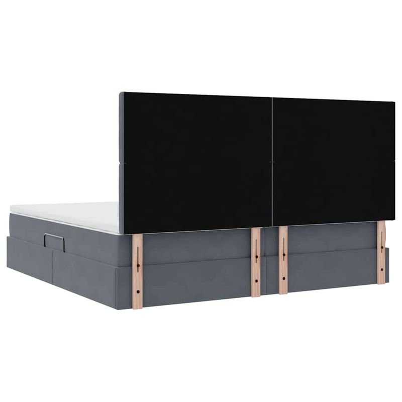 Casa si Gradina - Mobilier - Paturi si accesorii - Paturi - Pat cu lumini cu banda LED Gri inchis 200 x 200 cm Catifea - Infinity.ro