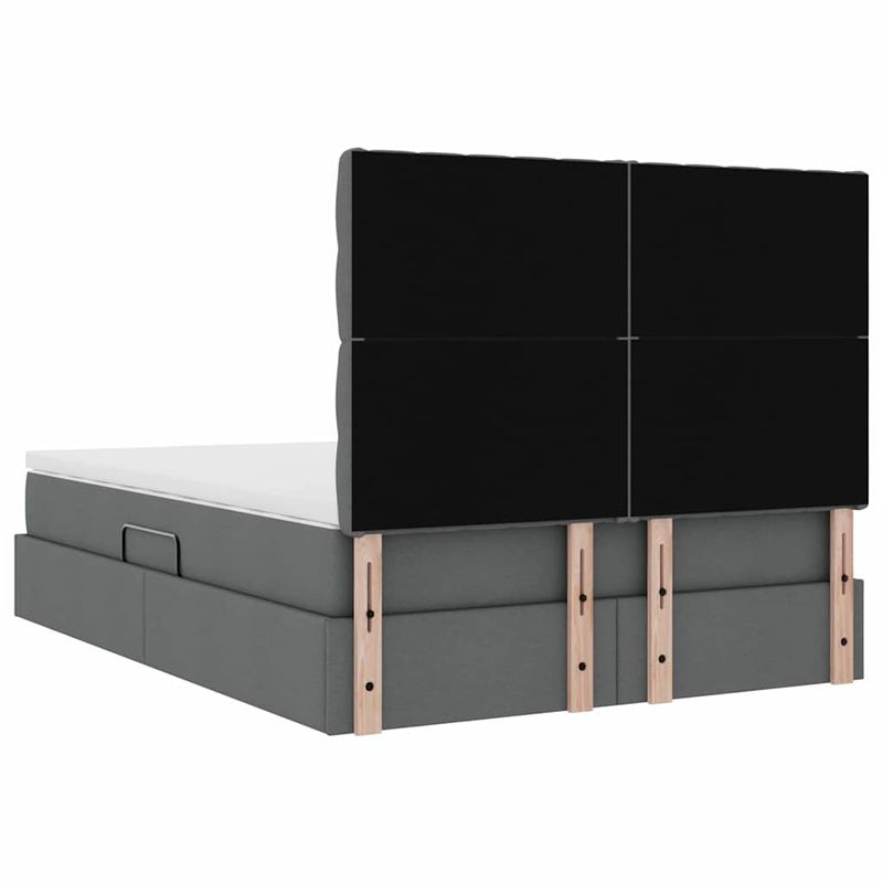 Casa si Gradina - Mobilier - Paturi si accesorii - Paturi - Pat cu lumini cu banda LED Gri inchis 140 x 190 cm tesatura - Infinity.ro