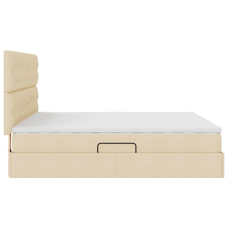 Casa si Gradina - Mobilier - Paturi si accesorii - Paturi - Pat cu lumini cu banda LED Creme 160 x 200 cm tesatura - Infinity.ro