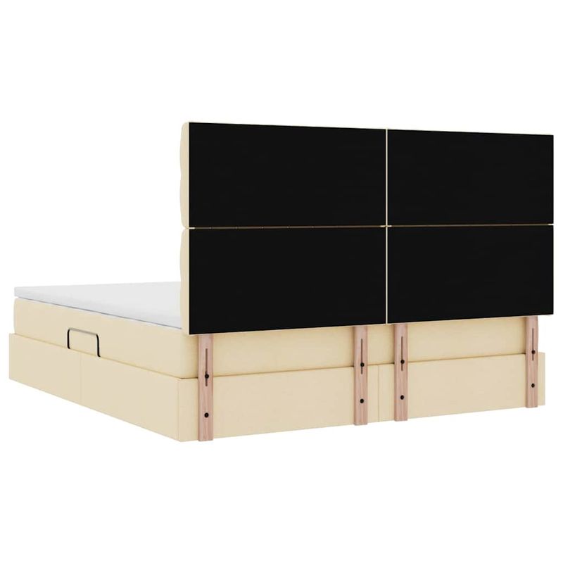 Casa si Gradina - Mobilier - Paturi si accesorii - Paturi - Pat cu lumini cu banda LED Creme 160 x 200 cm tesatura - Infinity.ro