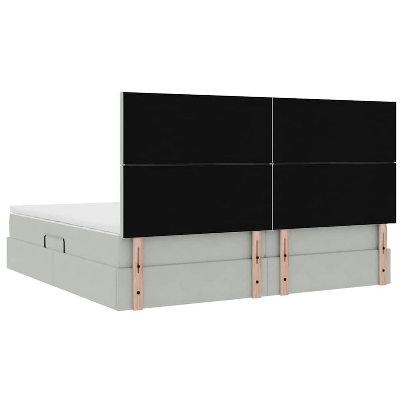 Casa si Gradina - Mobilier - Paturi si accesorii - Paturi - Pat cu lumini cu banda LED Gri deschis 200 x 200 cm Catifea - Infinity.ro