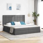 Casa si Gradina - Mobilier - Paturi si accesorii - Paturi - Pat cu lumini cu banda LED Gri inchis 200 x 200 cm tesatura - Infinity.ro