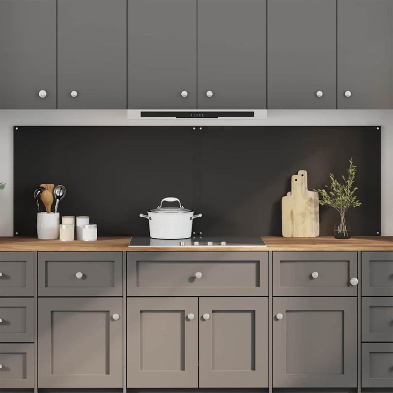 Casa si Gradina - Sanitare - Chiuveta bucatarie si accesorii - Accesorii chiuvete - Spate de bucatarie 2 pcs Negru 100 x 60 cm sticla securizata - Infinity.ro