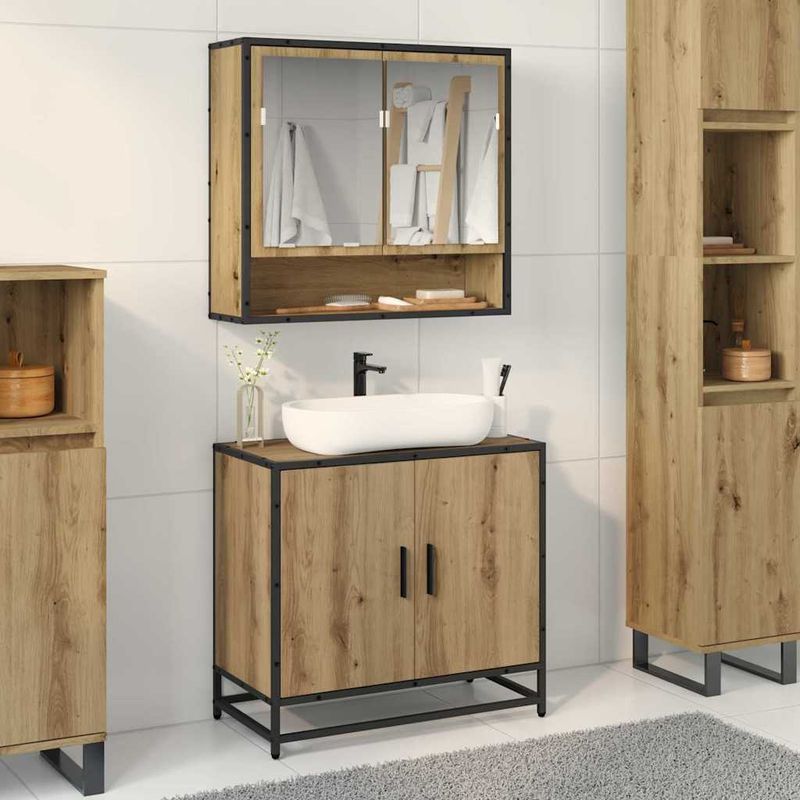Casa si Gradina - Mobilier - Seturi de mobilier - Seturi baie - Set de mobilier pentru baie cu raft 2 pcs Stejar Artizanal - Infinity.ro