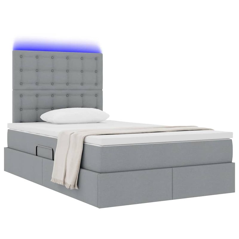 Casa si Gradina - Mobilier - Paturi si accesorii - Paturi - Pat cu lumini cu banda LED Gri deschis 120 x 200 cm tesatura - Infinity.ro