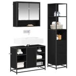 Casa si Gradina - Mobilier - Seturi de mobilier - Seturi baie - Set de mobilier pentru baie 3 pcs Stejar Negru Lemn compozit - Infinity.ro