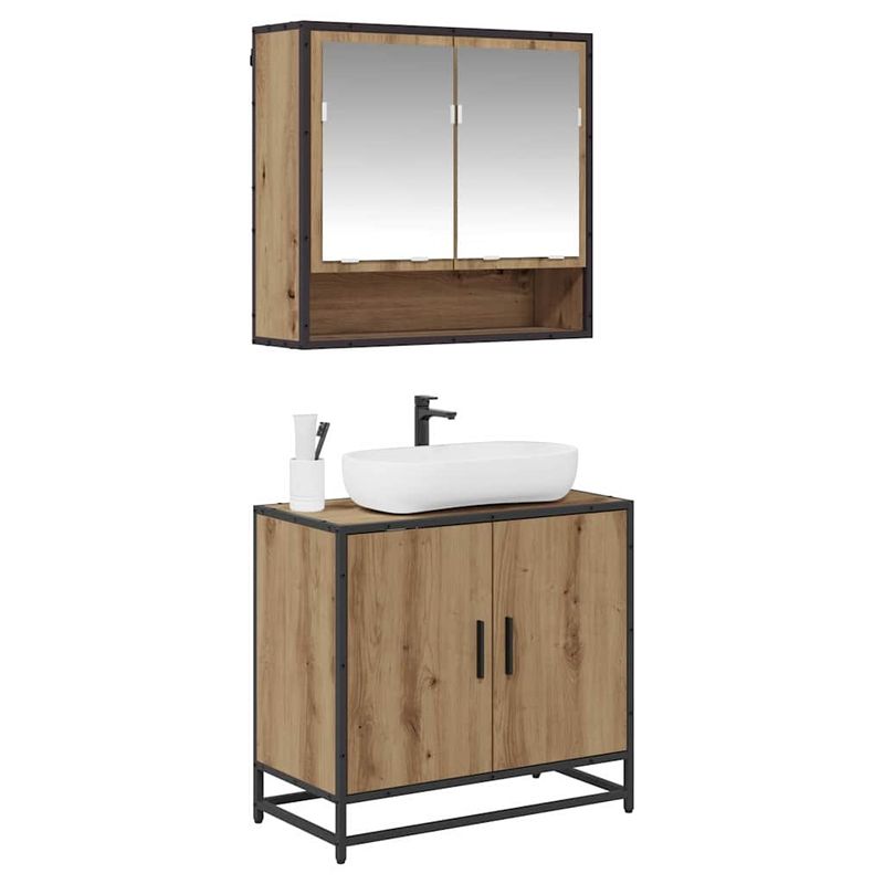 Casa si Gradina - Mobilier - Seturi de mobilier - Seturi baie - Set de mobilier pentru baie cu raft 2 pcs Stejar Artizanal - Infinity.ro