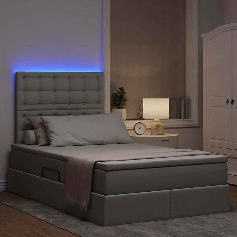 Casa si Gradina - Mobilier - Paturi si accesorii - Paturi - Pat cu lumini cu banda LED Gri deschis 120 x 200 cm tesatura - Infinity.ro