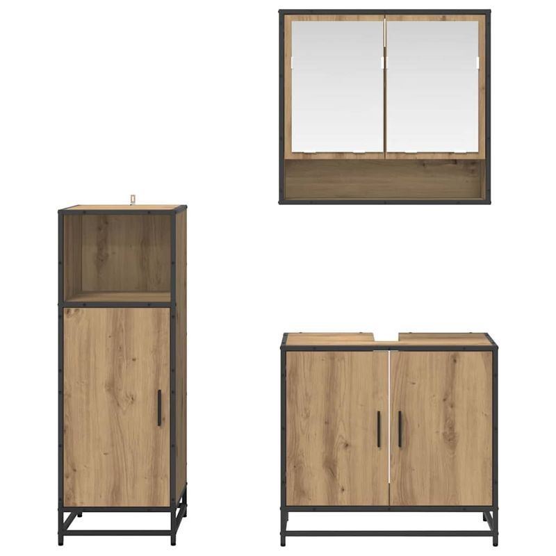 Casa si Gradina - Mobilier - Seturi de mobilier - Seturi baie - Set de mobilier pentru baie cu raft 3 pcs Stejar Artizanal - Infinity.ro
