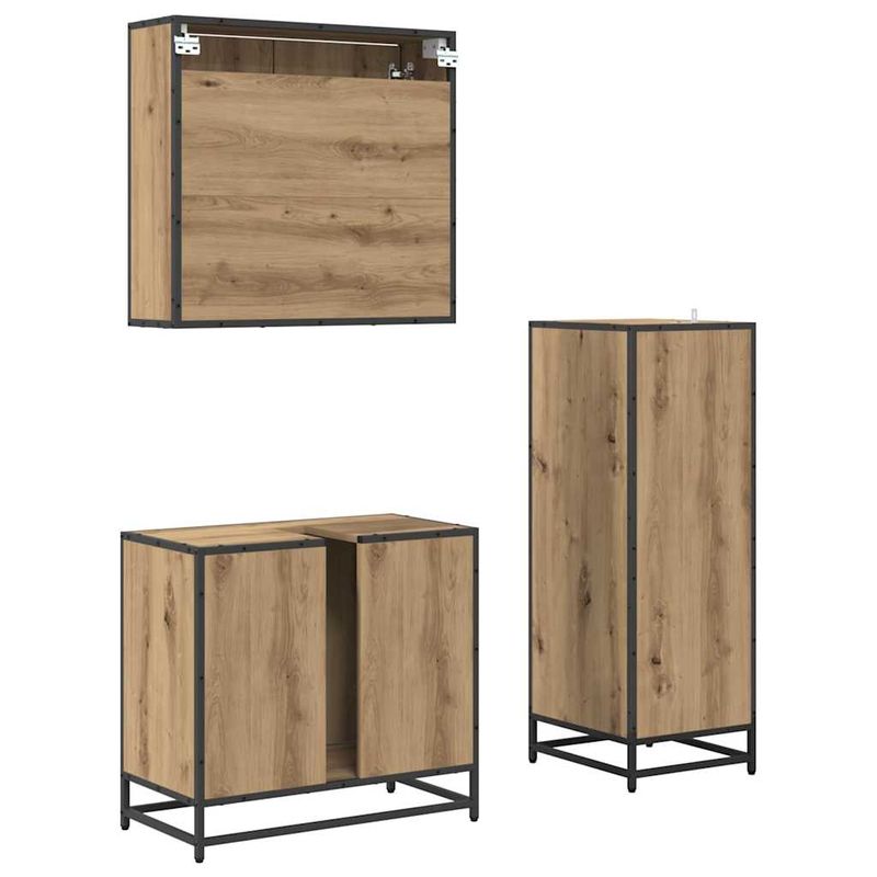 Casa si Gradina - Mobilier - Seturi de mobilier - Seturi baie - Set de mobilier pentru baie cu raft 3 pcs Stejar Artizanal - Infinity.ro