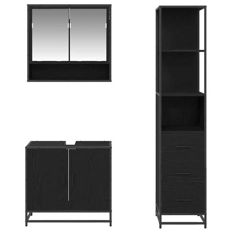 Casa si Gradina - Mobilier - Seturi de mobilier - Seturi baie - Set de mobilier pentru baie 3 pcs Stejar Negru Lemn compozit - Infinity.ro