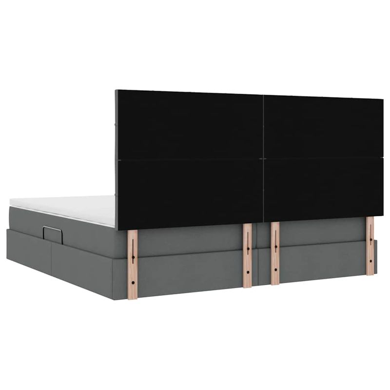 Casa si Gradina - Mobilier - Paturi si accesorii - Paturi - Pat cu lumini cu banda LED Gri inchis 200 x 200 cm tesatura - Infinity.ro