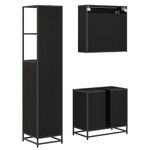 Casa si Gradina - Mobilier - Seturi de mobilier - Seturi baie - Set de mobilier pentru baie 3 pcs Stejar Negru Lemn compozit - Infinity.ro