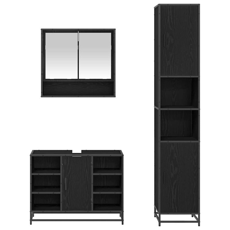 Casa si Gradina - Mobilier - Seturi de mobilier - Seturi baie - Set de mobilier pentru baie 3 pcs Stejar Negru Lemn compozit - Infinity.ro