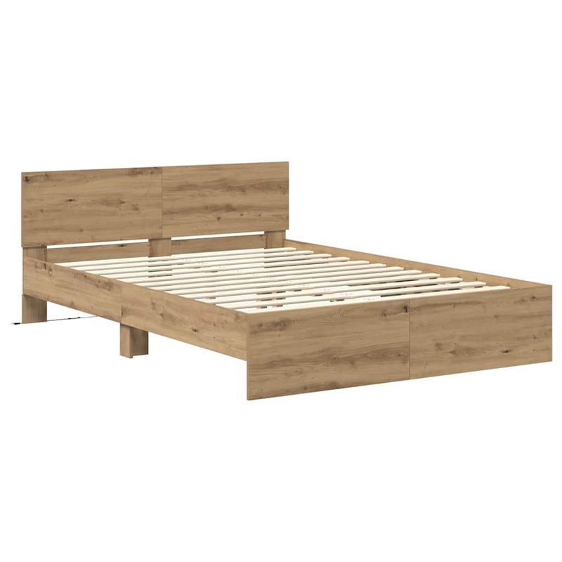 Casa si Gradina - Mobilier - Paturi si accesorii - Paturi - Cadru de pat Stejar Artizanal 135 x 190 cm Lemn compozit - Infinity.ro