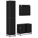 Casa si Gradina - Mobilier - Seturi de mobilier - Seturi baie - Set de mobilier pentru baie 3 pcs Stejar Negru Lemn compozit - Infinity.ro