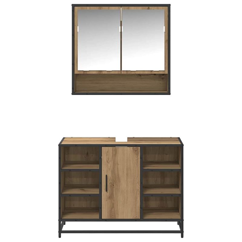 Casa si Gradina - Mobilier - Seturi de mobilier - Seturi baie - Set de mobilier pentru baie cu raft 2 pcs Stejar Artizanal - Infinity.ro