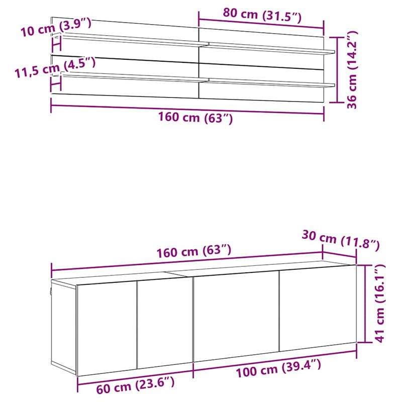 Casa si Gradina - Mobilier - Comode si corpuri - Comode - Unitati TV Pe perete 6 pcs Stejar negru Lemn compozit - Infinity.ro