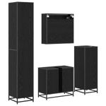Casa si Gradina - Mobilier - Seturi de mobilier - Seturi baie - Set de mobilier pentru baie 4 pcs Stejar Negru Lemn compozit - Infinity.ro