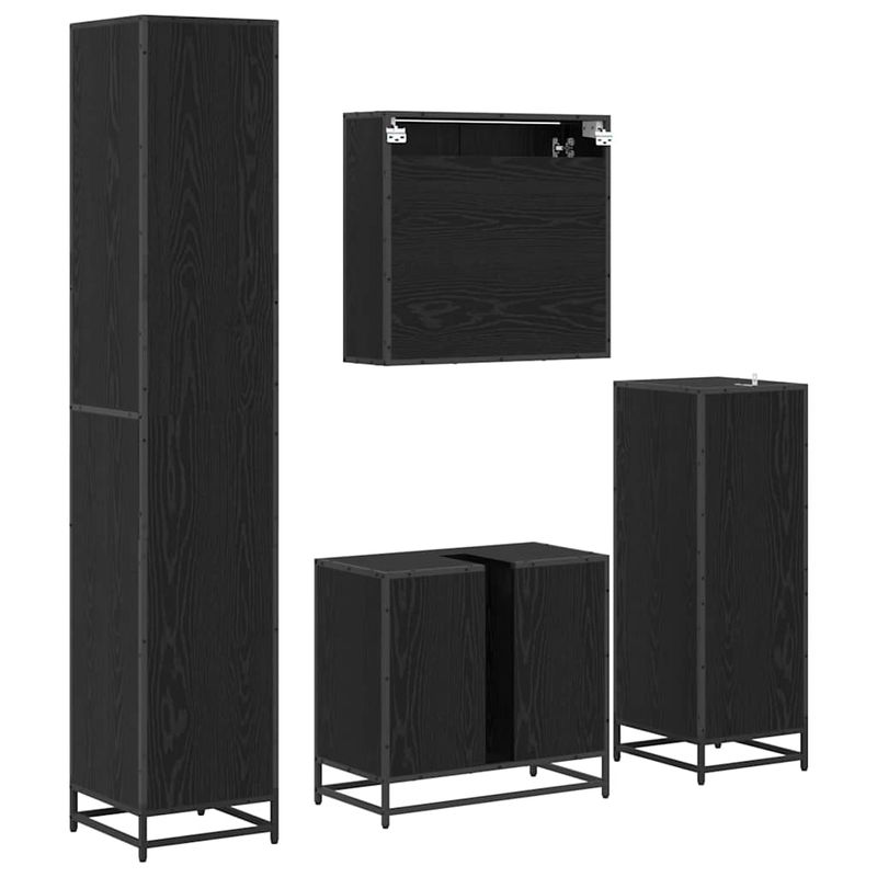 Casa si Gradina - Mobilier - Seturi de mobilier - Seturi baie - Set de mobilier pentru baie 4 pcs Stejar Negru Lemn compozit - Infinity.ro