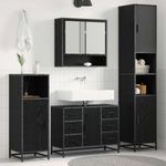 Casa si Gradina - Mobilier - Seturi de mobilier - Seturi baie - Set de mobilier pentru baie 4 pcs Stejar Negru Lemn compozit - Infinity.ro