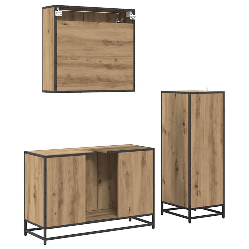 Casa si Gradina - Mobilier - Seturi de mobilier - Seturi baie - Set de mobilier pentru baie cu raft 3 pcs Stejar Artizanal - Infinity.ro