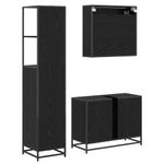 Casa si Gradina - Mobilier - Seturi de mobilier - Seturi baie - Set de mobilier pentru baie 3 pcs Stejar Negru Lemn compozit - Infinity.ro