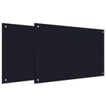 Casa si Gradina - Sanitare - Chiuveta bucatarie si accesorii - Accesorii chiuvete - Spate de bucatarie 2 pcs Negru 90 x 60 cm sticla securizata - Infinity.ro