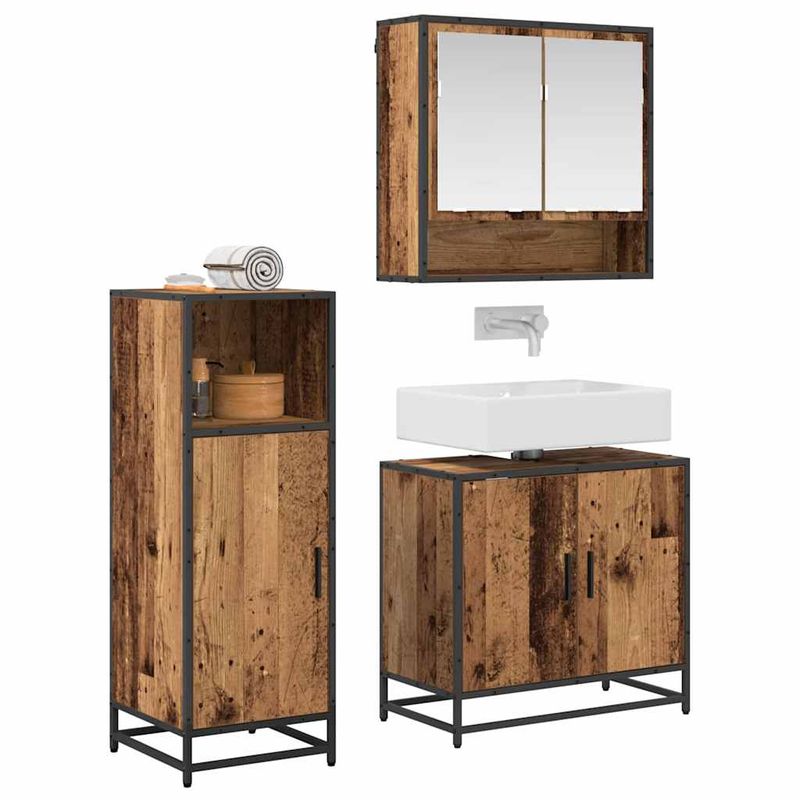 Casa si Gradina - Mobilier - Seturi de mobilier - Seturi baie - Set de mobilier pentru baie 3 pcs Lemn Vechi Lemn compozit - Infinity.ro