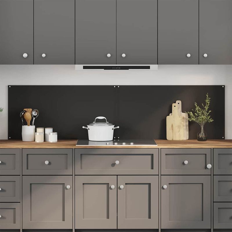 Casa si Gradina - Sanitare - Chiuveta bucatarie si accesorii - Accesorii chiuvete - Spate de bucatarie 2 pcs Negru 100 x 50 cm sticla securizata - Infinity.ro