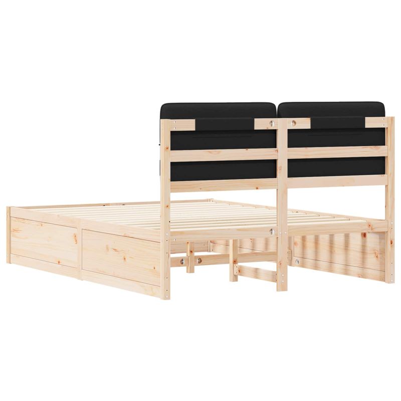 Casa si Gradina - Mobilier - Paturi si accesorii - Paturi - Cadru de pat cu tablie tapitata cu headboard Negru 160 x 200 cm - Infinity.ro