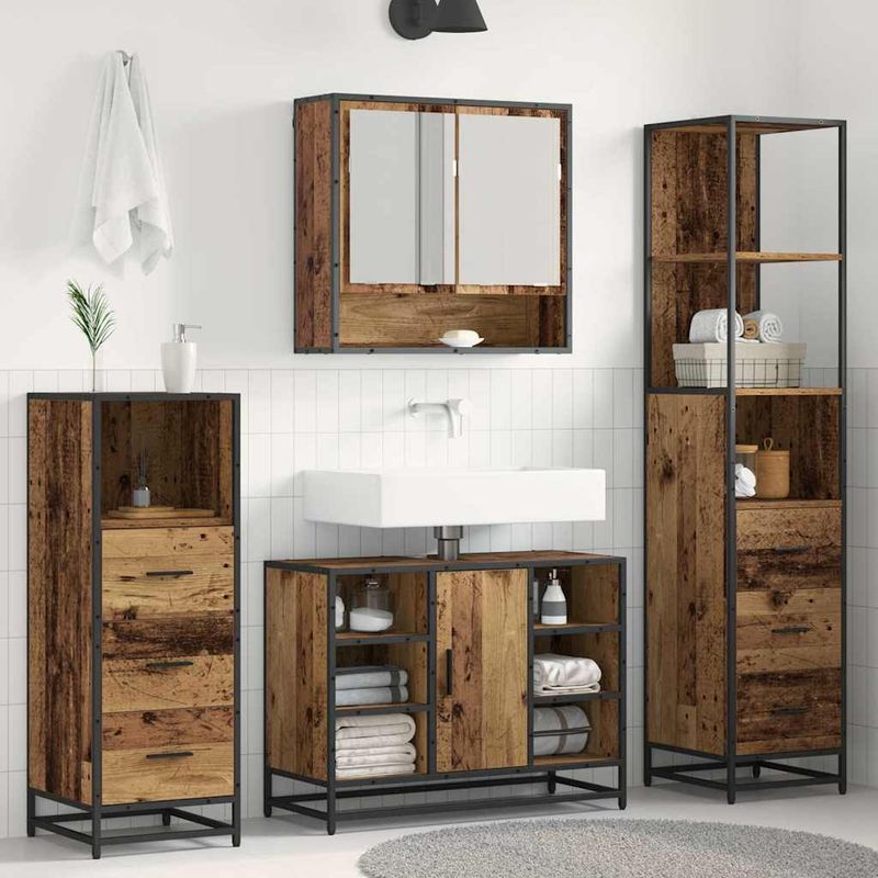 Casa si Gradina - Mobilier - Seturi de mobilier - Seturi baie - Set de mobilier pentru baie 3 pcs Lemn Vechi Lemn compozit - Infinity.ro