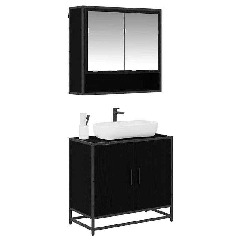 Casa si Gradina - Mobilier - Seturi de mobilier - Seturi baie - Set de mobilier pentru baie 2 pcs Stejar Negru Lemn compozit - Infinity.ro