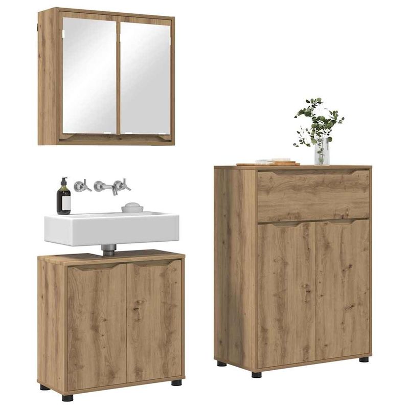 Casa si Gradina - Mobilier - Seturi de mobilier - Seturi baie - Set de mobilier pentru baie cu sertar 3 pcs Stejar Artizanal - Infinity.ro