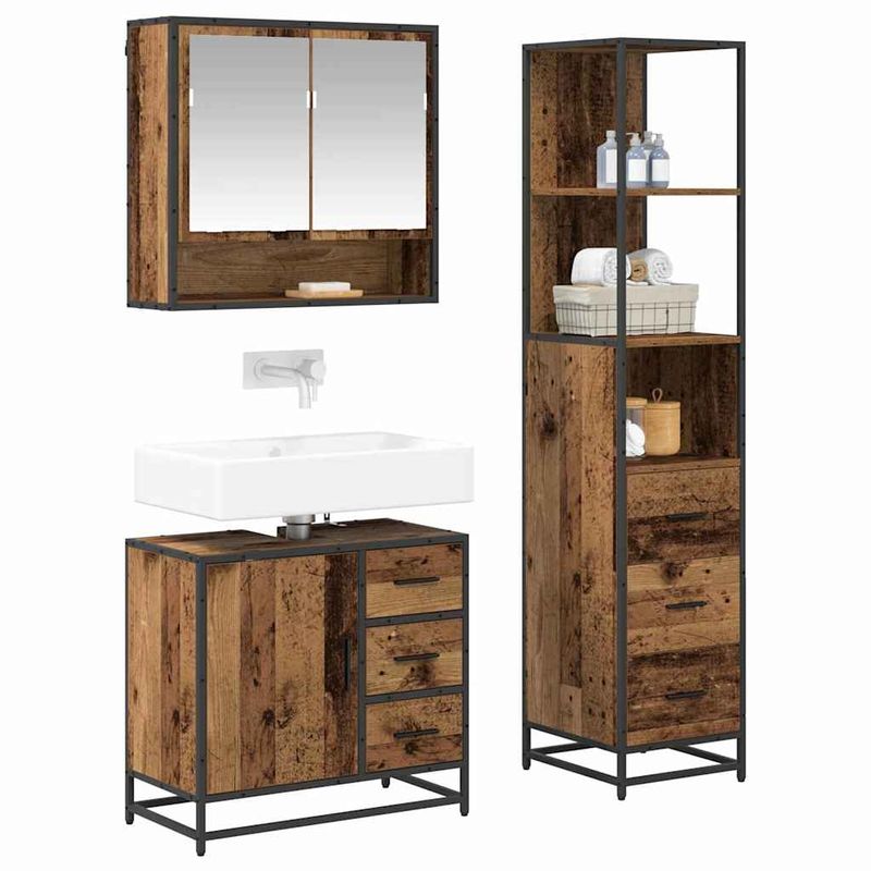 Casa si Gradina - Mobilier - Seturi de mobilier - Seturi baie - Set de mobilier pentru baie 3 pcs Lemn Vechi Lemn compozit - Infinity.ro