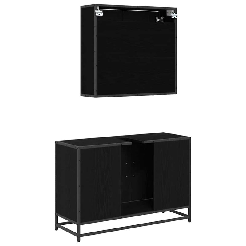 Casa si Gradina - Mobilier - Seturi de mobilier - Seturi baie - Set de mobilier pentru baie 2 pcs Stejar Negru Lemn compozit - Infinity.ro