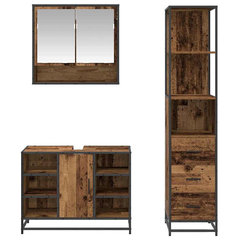 Casa si Gradina - Mobilier - Seturi de mobilier - Seturi baie - Set de mobilier pentru baie 3 pcs Lemn Vechi Lemn compozit - Infinity.ro