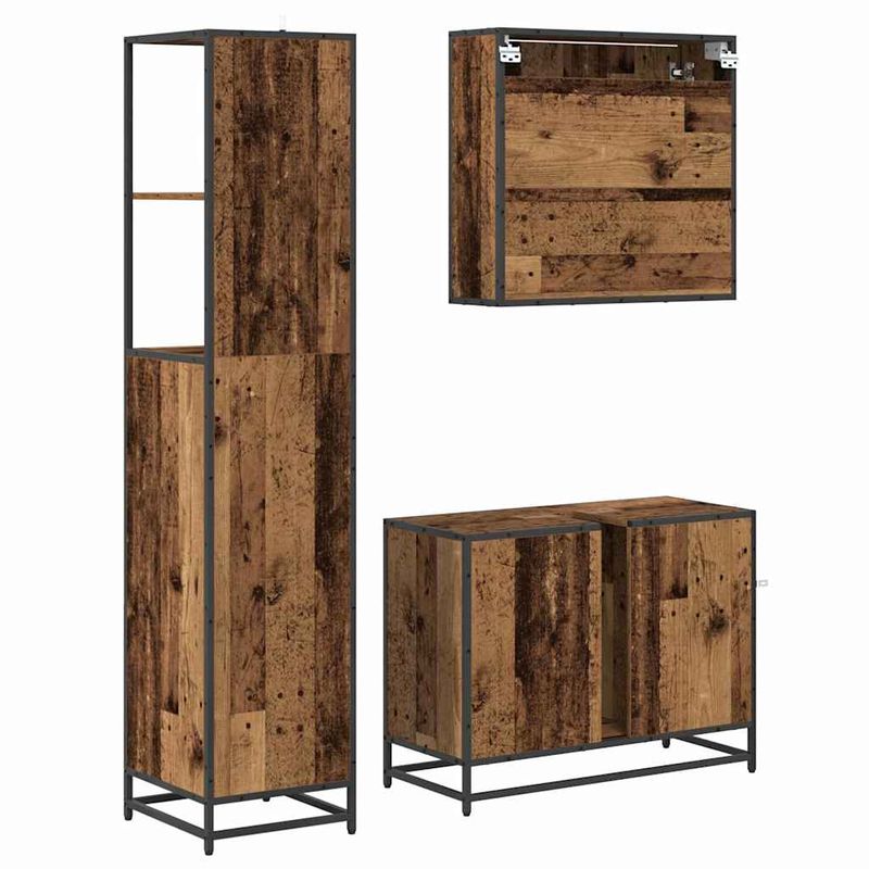 Casa si Gradina - Mobilier - Seturi de mobilier - Seturi baie - Set de mobilier pentru baie 3 pcs Lemn Vechi Lemn compozit - Infinity.ro