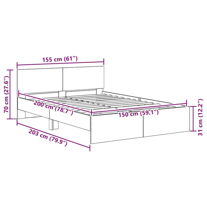 Casa si Gradina - Mobilier - Paturi si accesorii - Paturi - Cadru de pat cu headboard Lemn Vechi 150 x 200 cm Lemn compozit - Infinity.ro
