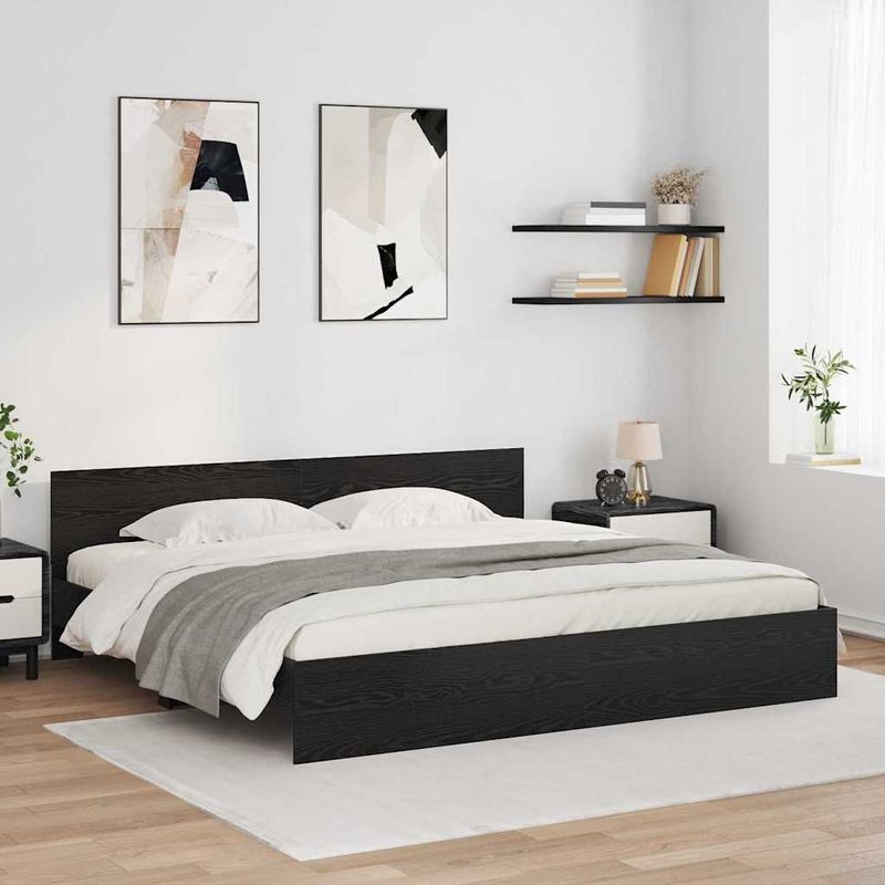 Casa si Gradina - Mobilier - Paturi si accesorii - Paturi - Cadru de pat Stejar Negru 180 x 200 cm Lemn compozit - Infinity.ro